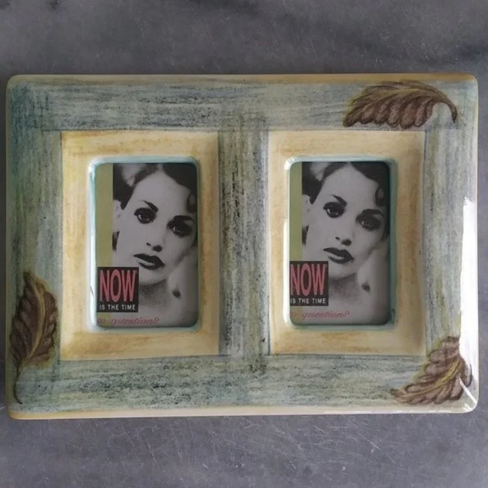 Ceramic Photo Frame with Leaf Motif